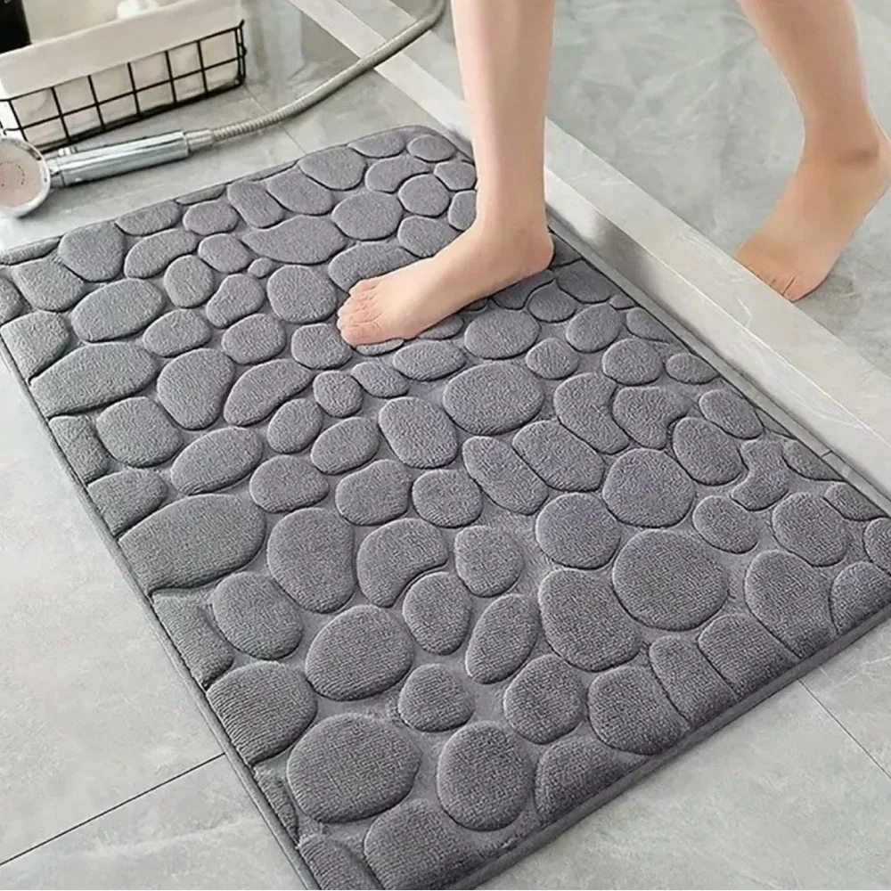 New - Chic - Cobblestone Comfort Memory Foam Bath Mat - Grey
